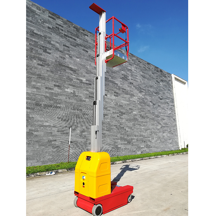 Self Propelled Vertical Lift 125kg Capacity Electric Single Mast Manlift
