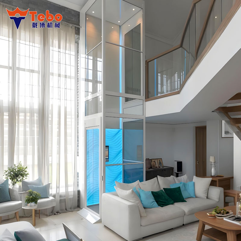 Small Home Stair Lift 1-2 Person Residential Elevator Hydraulic Passenger Domestic Lifts 450kg with Villa