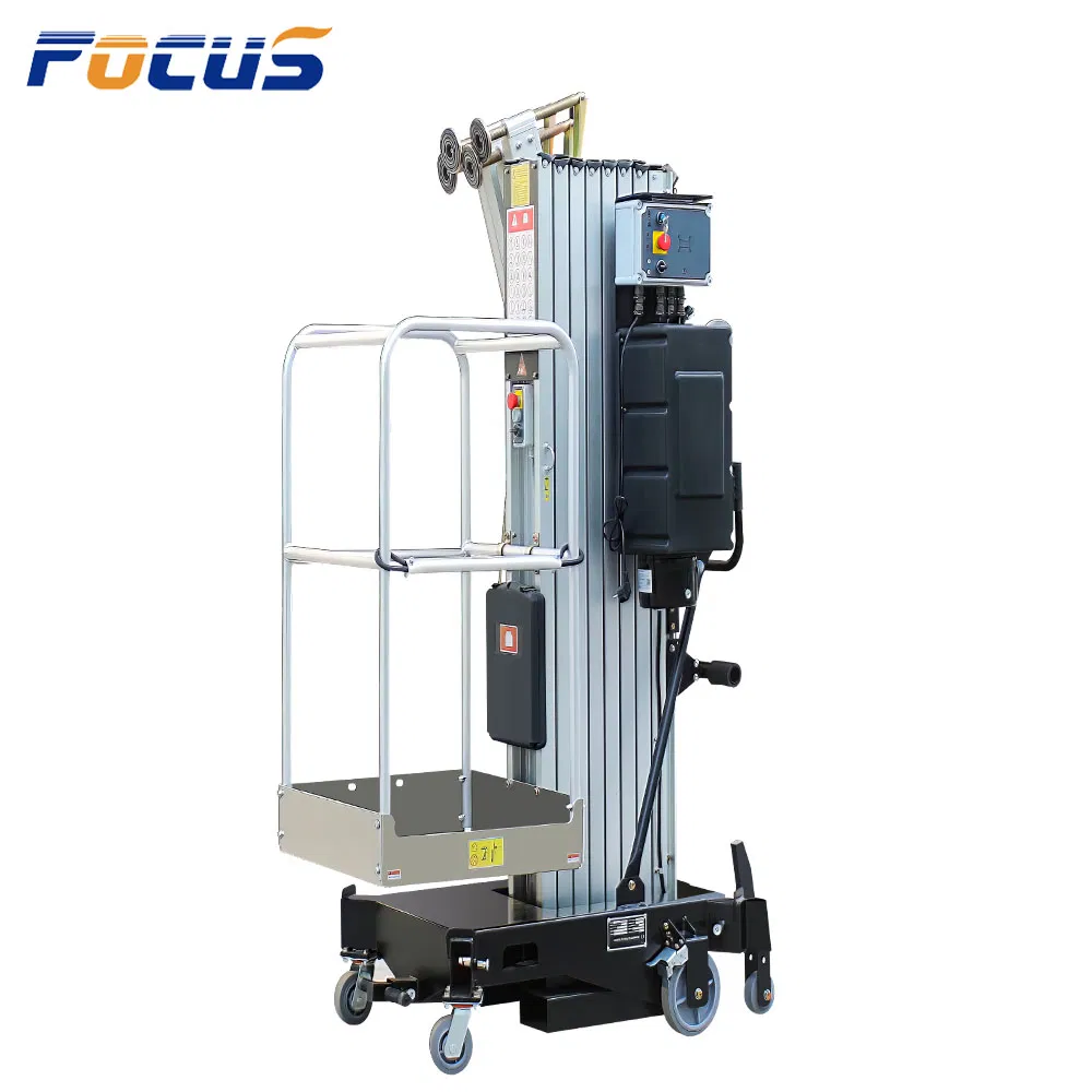 Aerial Working Lift Single Mast Vertical Telescopic Aluminium Alloy Lifting Platform