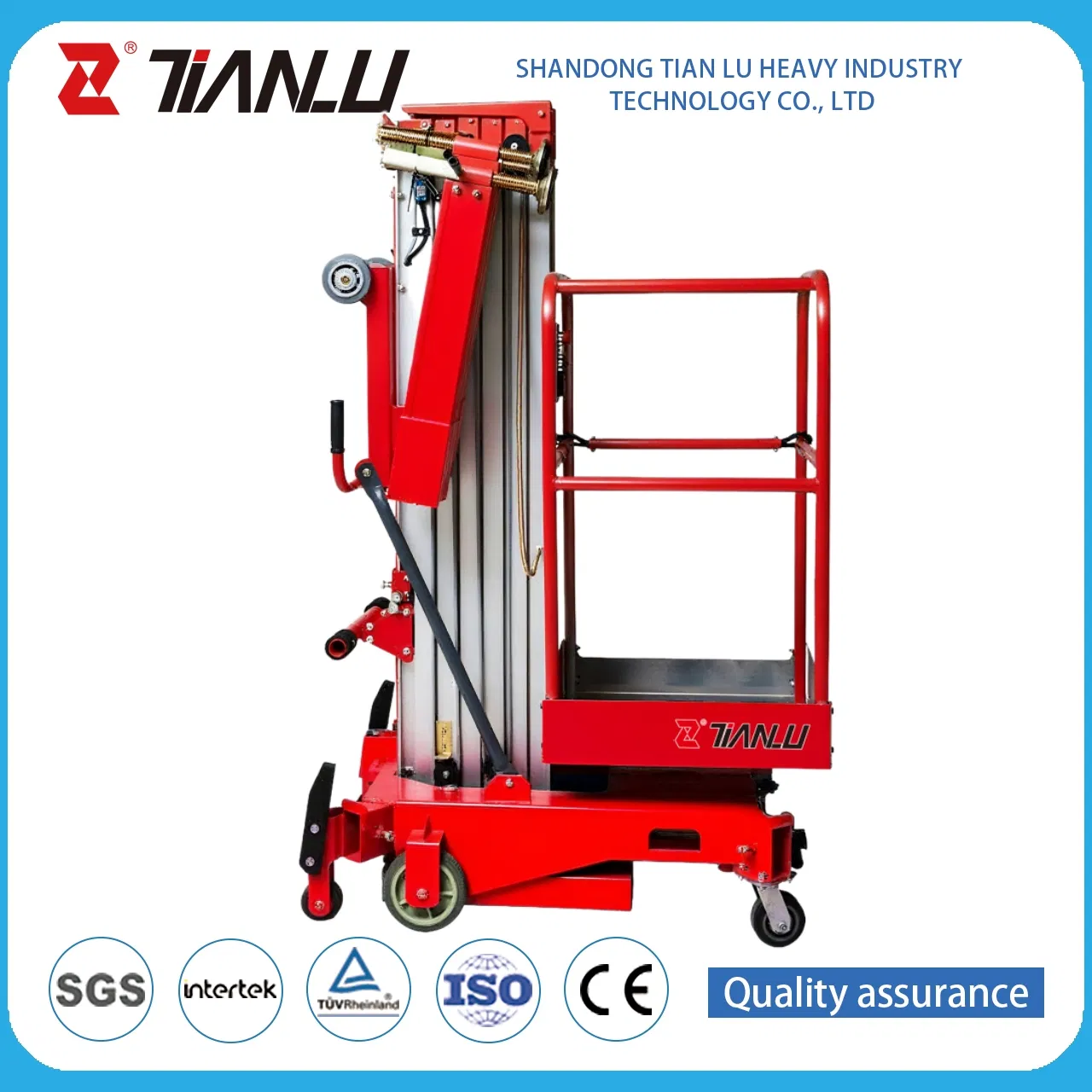 Electric Hydraulic Mast Lift Small Mobile Aerial Work Platform
