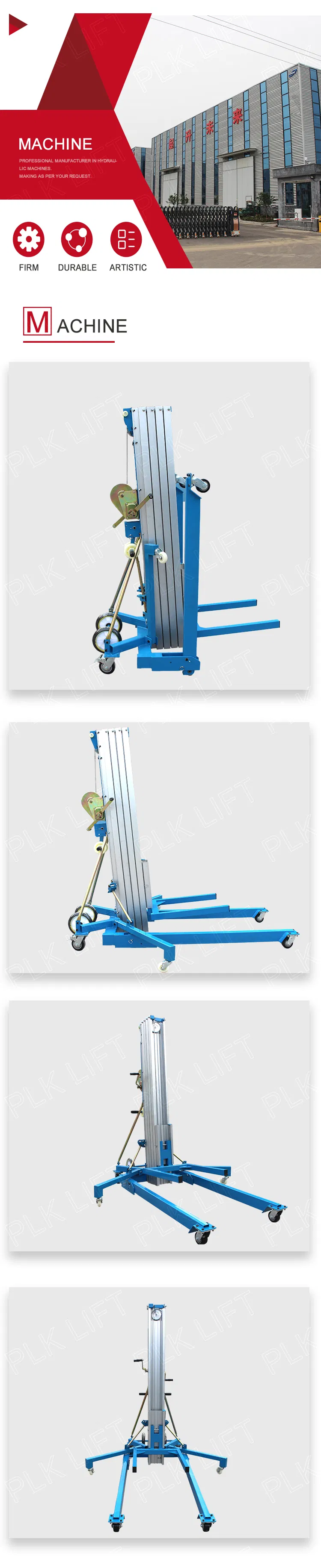 Manual Aluminum Cargo Lift for Material Handling