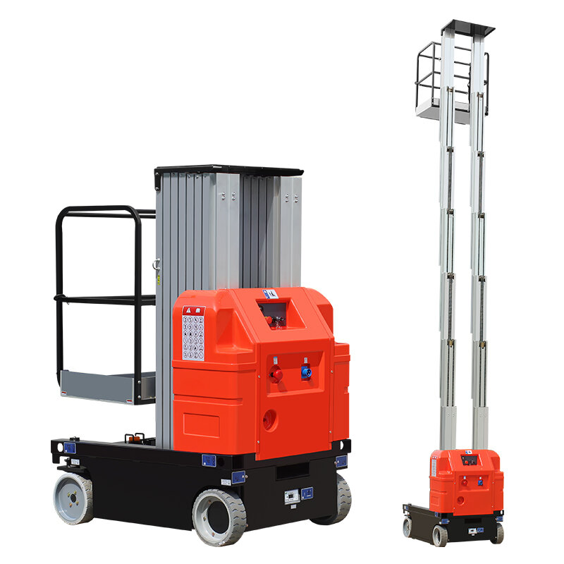Mobile Working Platform Type Vertically Double Mast Portable Man Lift Manual Aluminium Portable Material Lift 2 Mast Hydraulic Lift