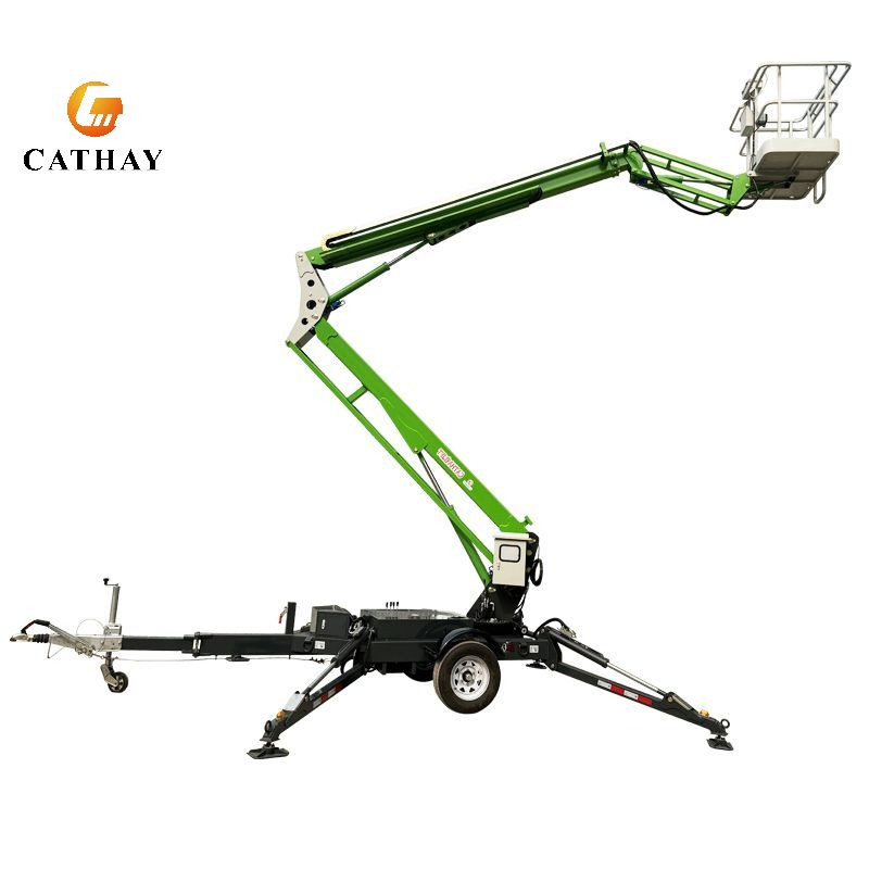 China 10m 14m 15m 16m 18m 20m Electric Aerial Working Man Spider Cherry Picker Trailer Mounted Towable Articulated Boom Lift