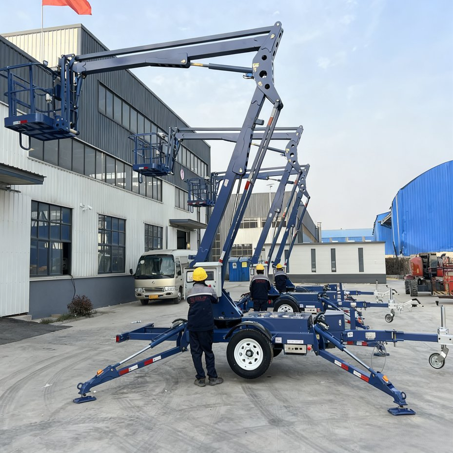 Towable Articulating Boom Lift Portable Aerial Platform for Building Construction Cherry Picker Mobile Boom Lift Man Lift 14 M 16 M 18 M 20 M