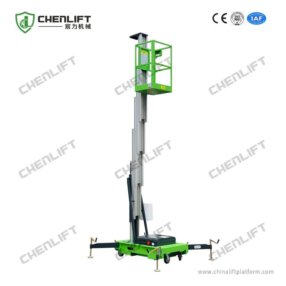 10m Elevating Work Platform Single Mast Manual Pushing Vertical Lift
