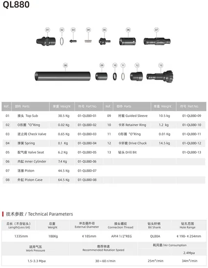High-Quality Ql880 Water Well Drilling Rigs DTH Hammer for Construction and Mining Factories, Quotes