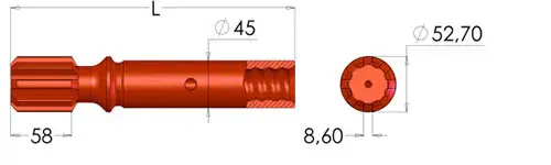 HC 40 HC 50 Shank Adapter Female Thread