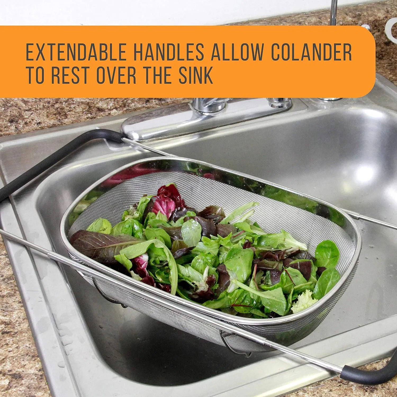 Premium Quality Over The Sink Stainless Steel Oval Colander