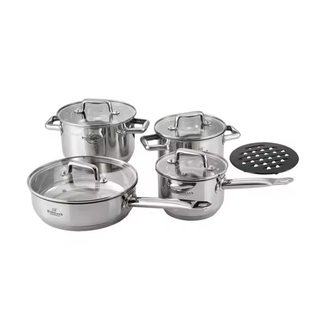 8-Piece Stainless Steel Apple Shaped Cookware Set Dutch Oven Pot with Induction Bottom for Cooking