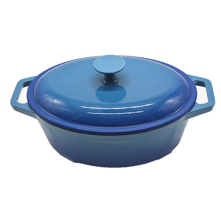 7QT Cast Iron Enamel Coating Oval Dutch Oven With Lid
