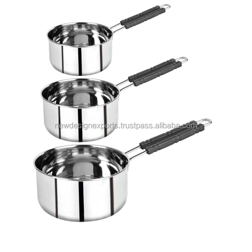 Modern 304 Stainless Steel Metal Sauce Milk Pan Induction Base Bakelite Handle 16cm LFGB Certified Saute Pans Gas &amp; Induction