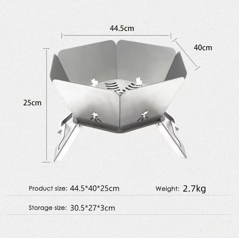 Portable Fire Pit Camping Brazier Folding Bonfire Stove Outdoor Fire Wood Stove Steel Fire Pit Burner Heater for BBQ