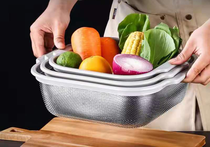Stainless Steel Colander Bowl Strainer Kitchen Wash Vegetable Drain Basket Kitchenware