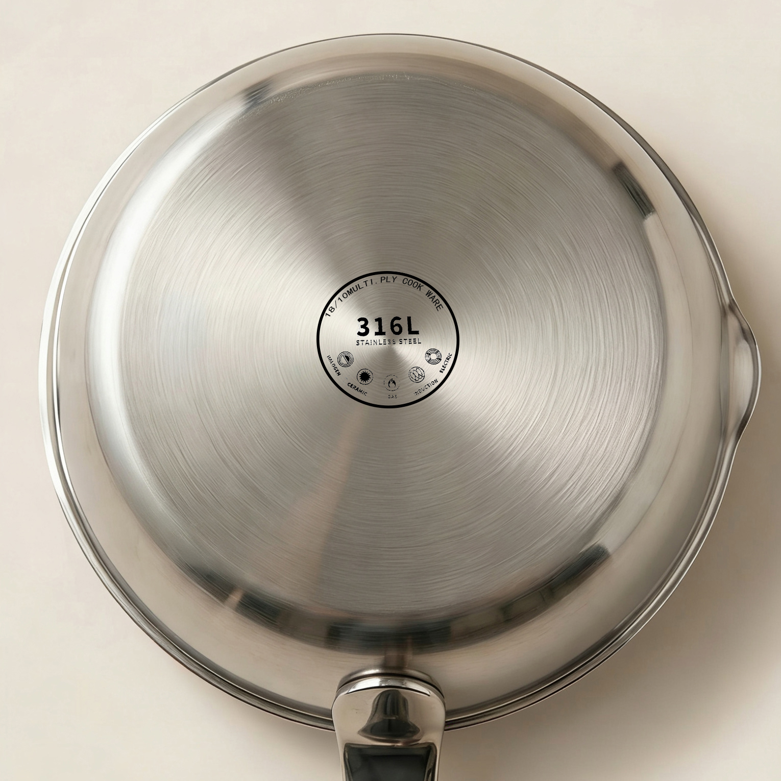 316 Stainless Steel Multi-layer Bottom Frying Pan Stove-friendly Coating Egg Frying Pan Flow-through Opening 1-2L Capacity