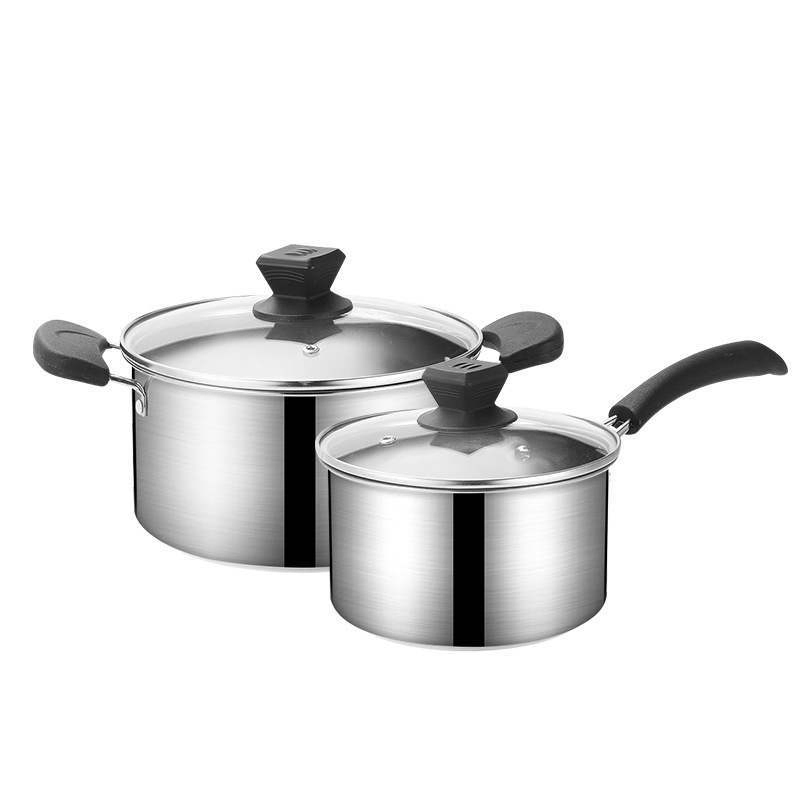 Stainless Steel 3-Piece Pot Set Thickened Milk Stock Frying Pan Zihe Kitchen