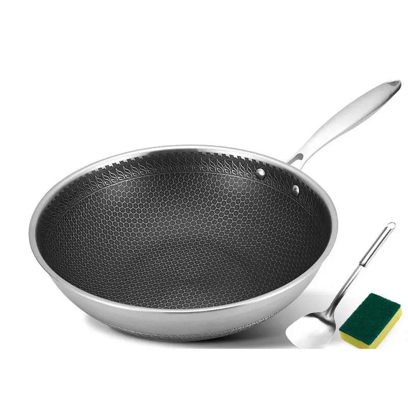 Honeycomb Non Stick Induction Cookware 316 Stainless Steel Wok