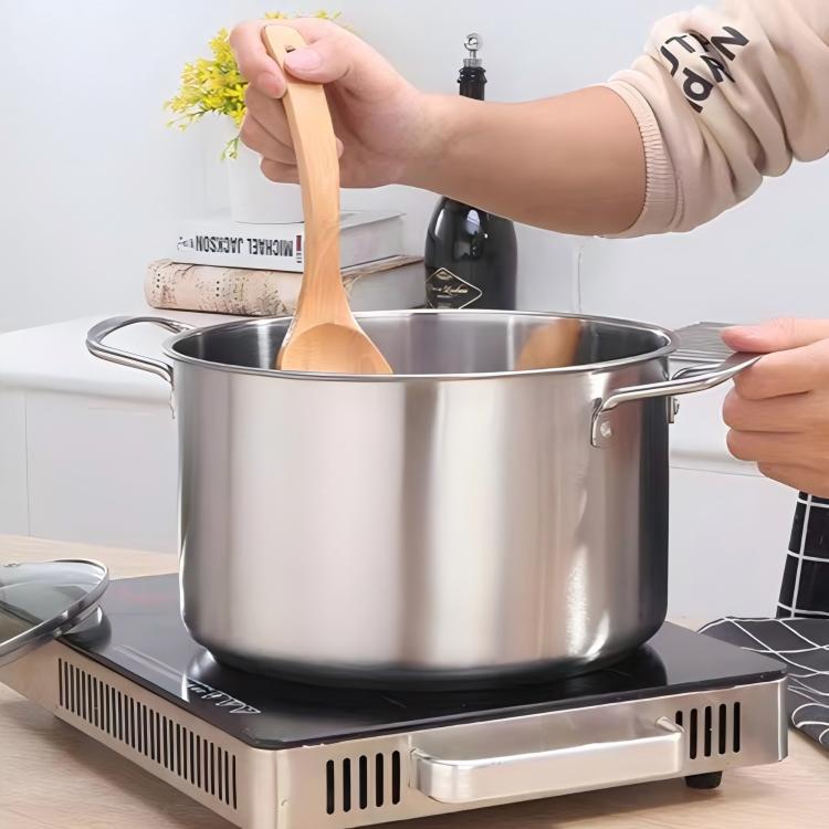 28cm Food Grade Stainless Steel All-Stovetop Safe Stockpot Dutch Oven Simmer Soup Pot Glass Lid 16set Per Carton