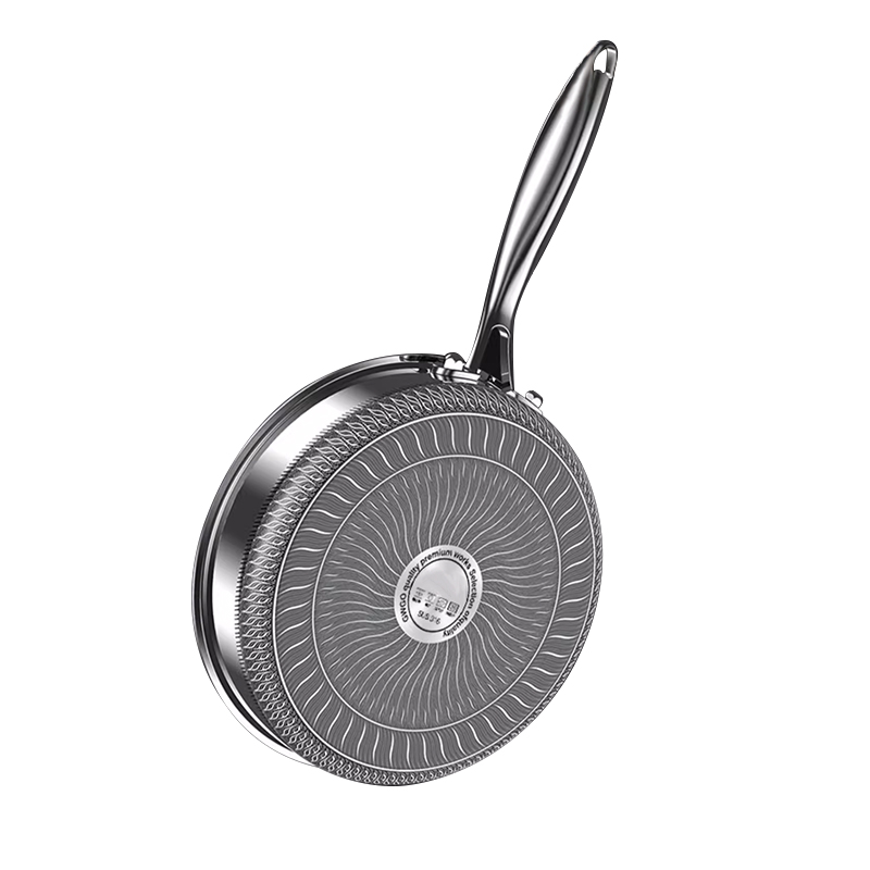 Factory Direct 304 Three Layer Stainless Steel Honeycomb Frying Pan Nonstick Wok Pan