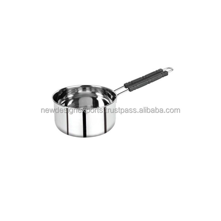 Modern 304 Stainless Steel Metal Sauce Milk Pan Induction Base Bakelite Handle 16cm LFGB Certified Saute Pans Gas &amp; Induction