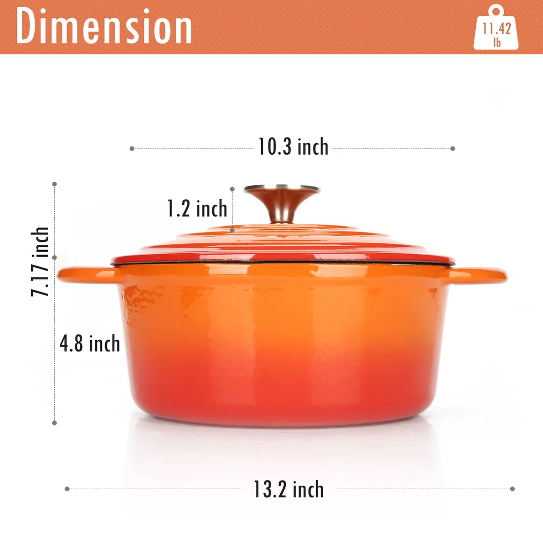 26cm 4.5L Enamel Cast Iron Casserole Stock Pot with Stainless Steel Knob