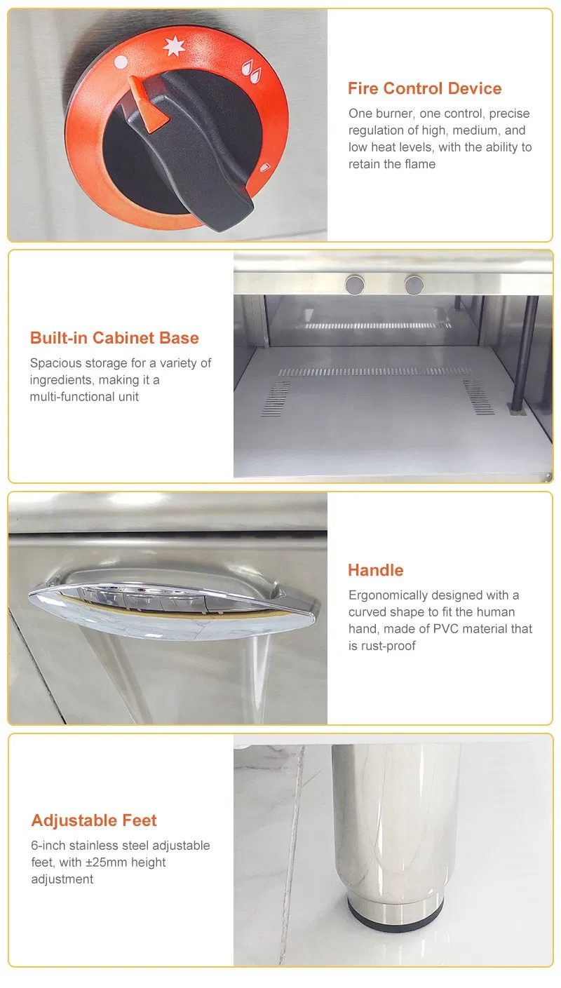 Commercial Kitchen Western Gas Wok Stainless Steel Body with Precise Temperature Control Kitchen Equipment