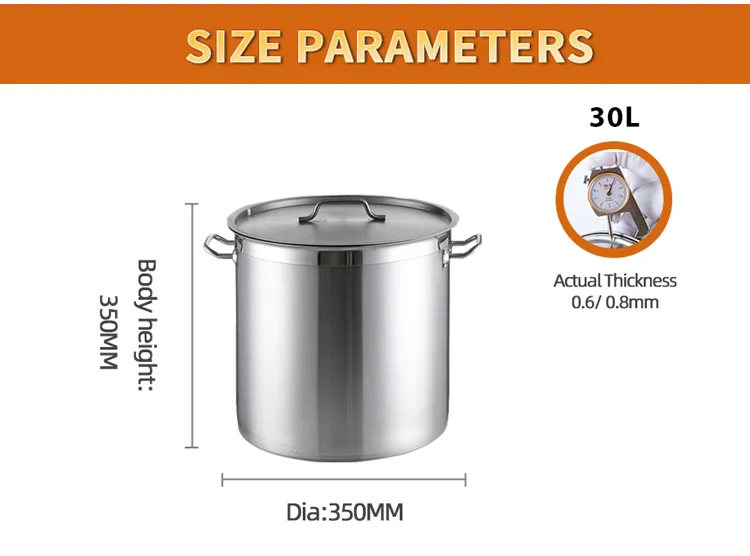 Large Size Cookware Stainless Steel Soup & Stock Pot with Sandwich Bottom