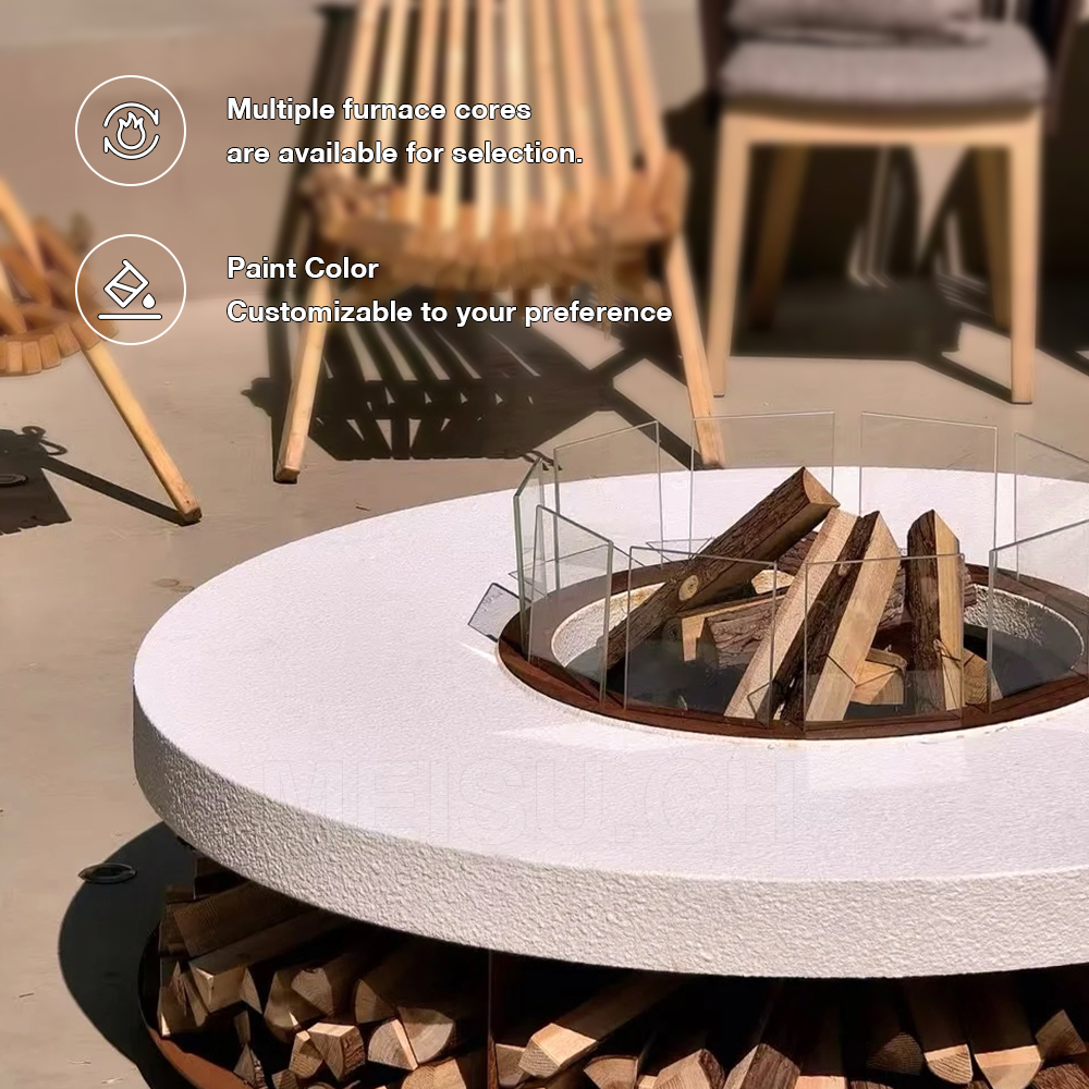 MEISU.CH BBQ Cooking Villa Multi-Functional Brazier Outdoor Garden Wood Burning/Natural Gas/Alcohol Furnace Core 1000mm Firepit