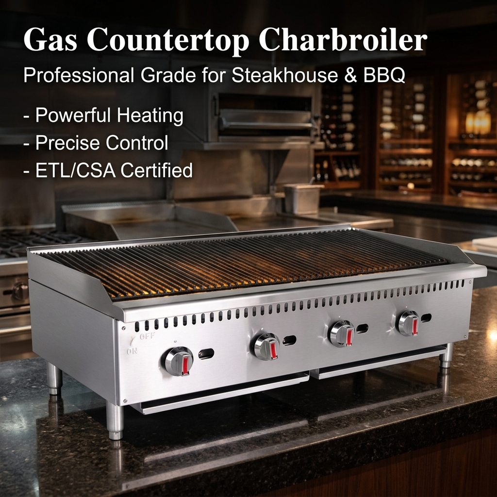 Professional Commercial Catering Equipment Stainless Steel Gas BBQ Griddle Charbroiler for Restaurant