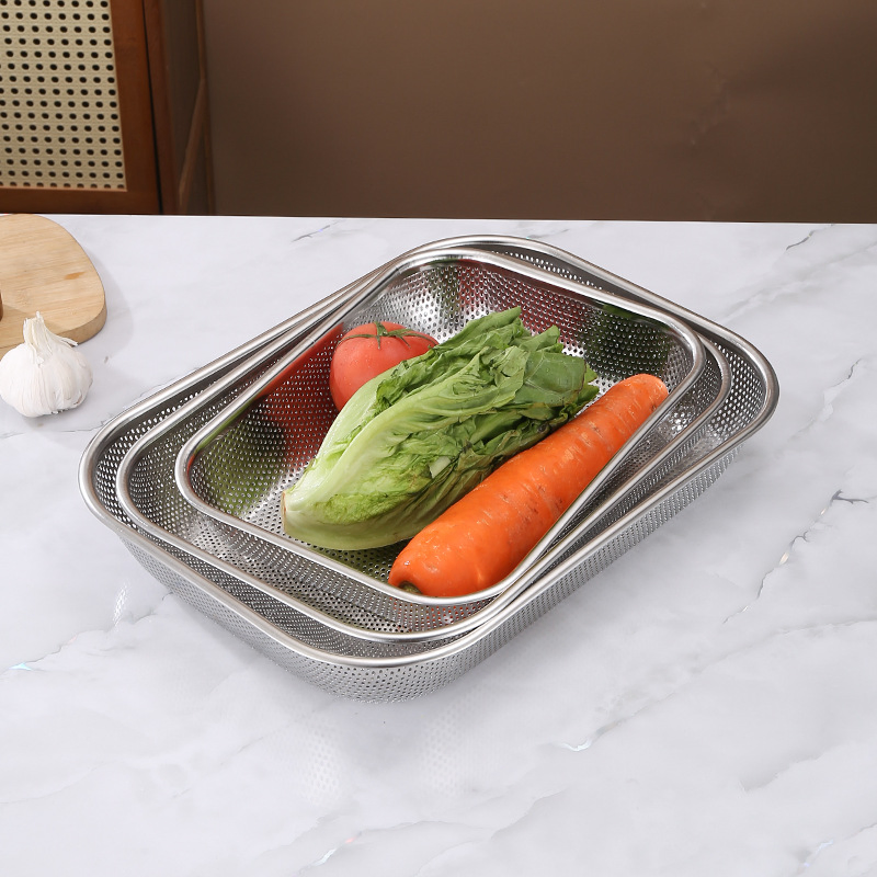 Multi-Sized and Multi-Color Stainless Steel Square Colander