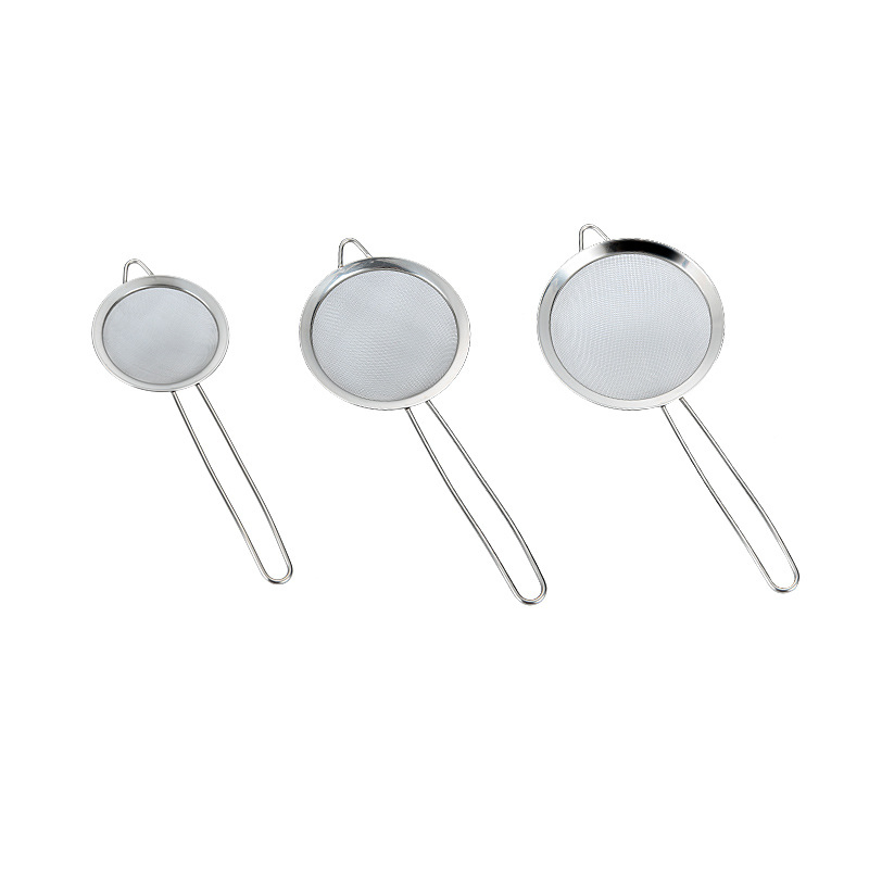 Kitchen Utensils Fine Mesh Food Strainer 304 Stainless Steel Hot Pot Fat Skimmer Spoon with Long Handle Metal Colanders