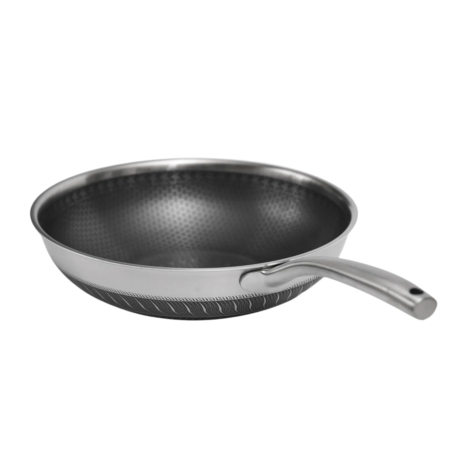 Factory Outlet Stainless Steel Cookware Non-Stick Double Layers Honey Comb Coating 30cm Wok