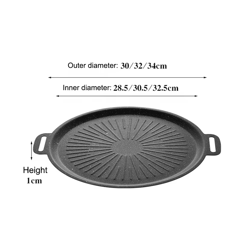 Eco-Friendly Korean BBQ Griddle Pan Cast Iron Steel Stainless Steel Exterior Round Camping Gas Custom Logo