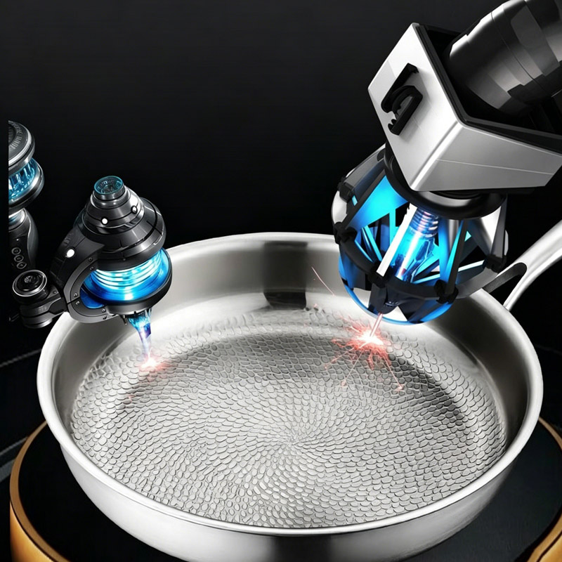 26/28/30cm Stainless Steel Non Sticky Fry Pan Kitchen Cooking Food Grade Stainless Steel Titanium Hammered Frying Pan With Lid