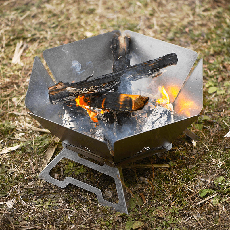 Portable Fire Pit Camping Brazier Folding Bonfire Stove Outdoor Fire Wood Stove Steel Fire Pit Burner Heater for BBQ