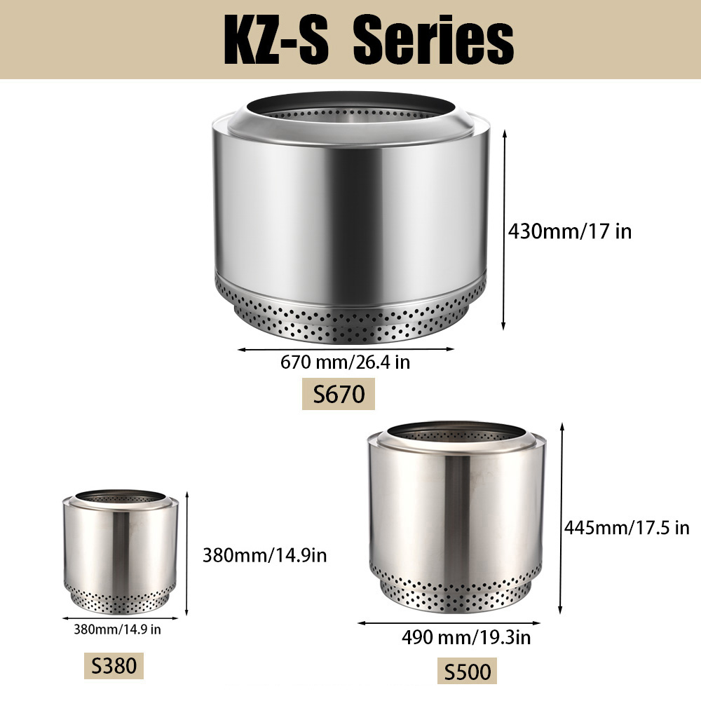 Stainless Steel 304 Outdoor Bonfires Brazier Stove Smokeless Camping Fire Pit Portable Wood Burning Lightweight Fireplace