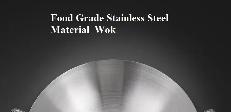 Thickened Stainless Steel Wok Pan Dual-Handled Frying Pan for Chinese Style Stir-Fry, Restaurant, Stove Top