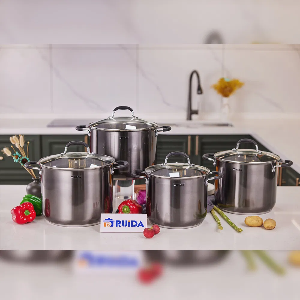 High Quality Wholesale Induction Soft Touch Kitchen Utensils Stainless Steel Stockpot Stock Pot