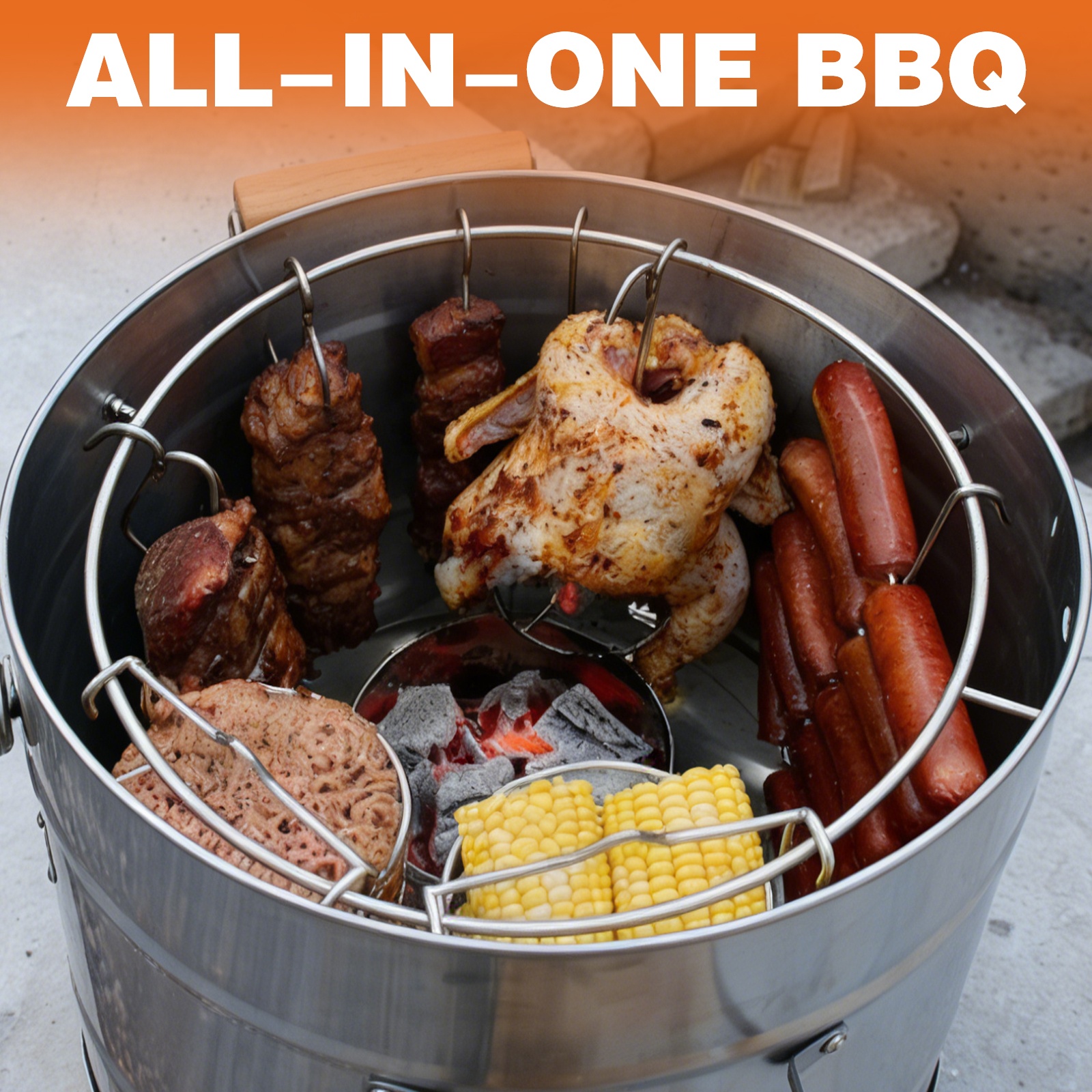 Modern BBQ Fire Pit Stove - Elegant Stainless Steel Grill and Ambient Heater for Garden Parties, Decks and Outdoor Living Spaces