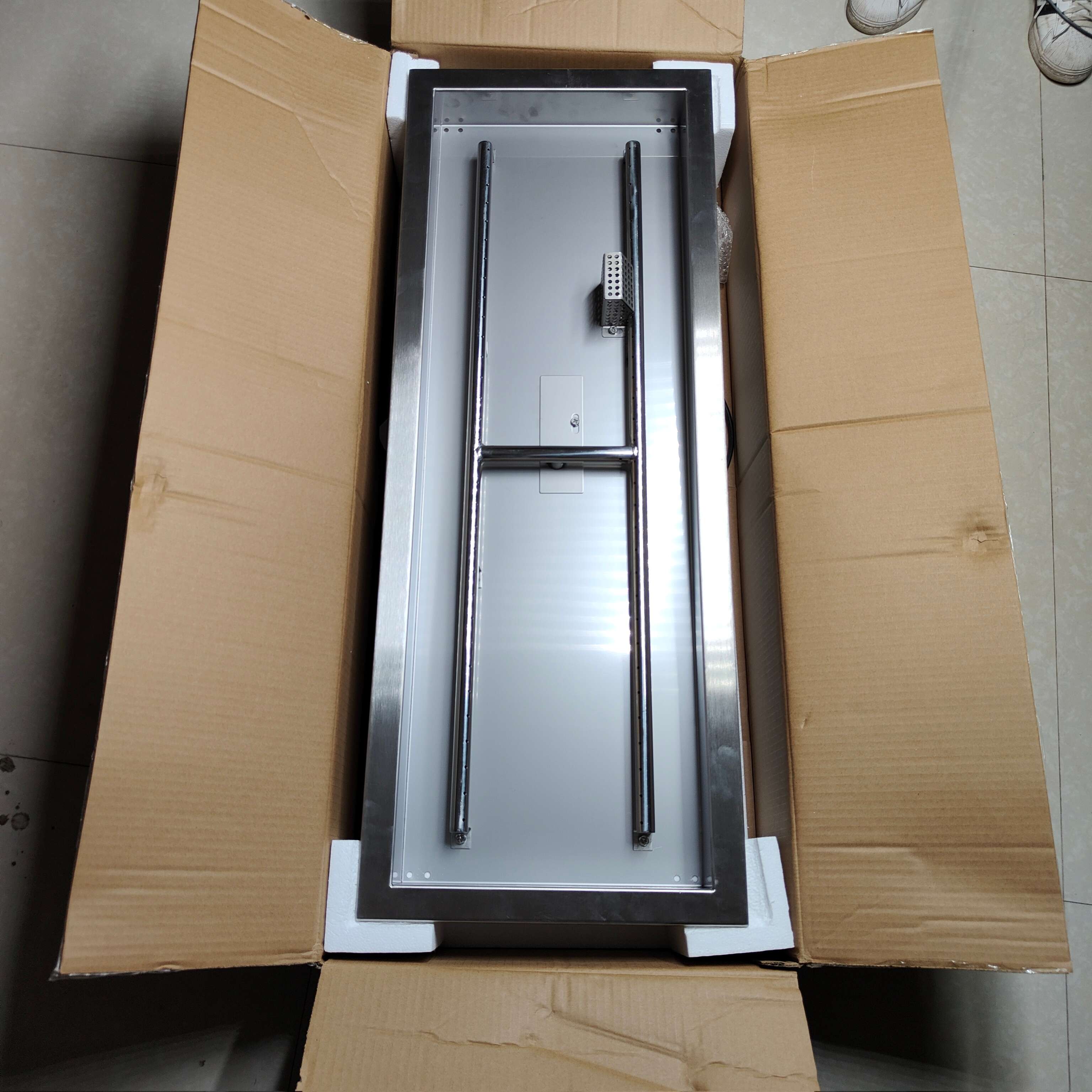 Rectangular Embedded Brazier Burner with 304 Stainless Steel Pan Outdoor Stove