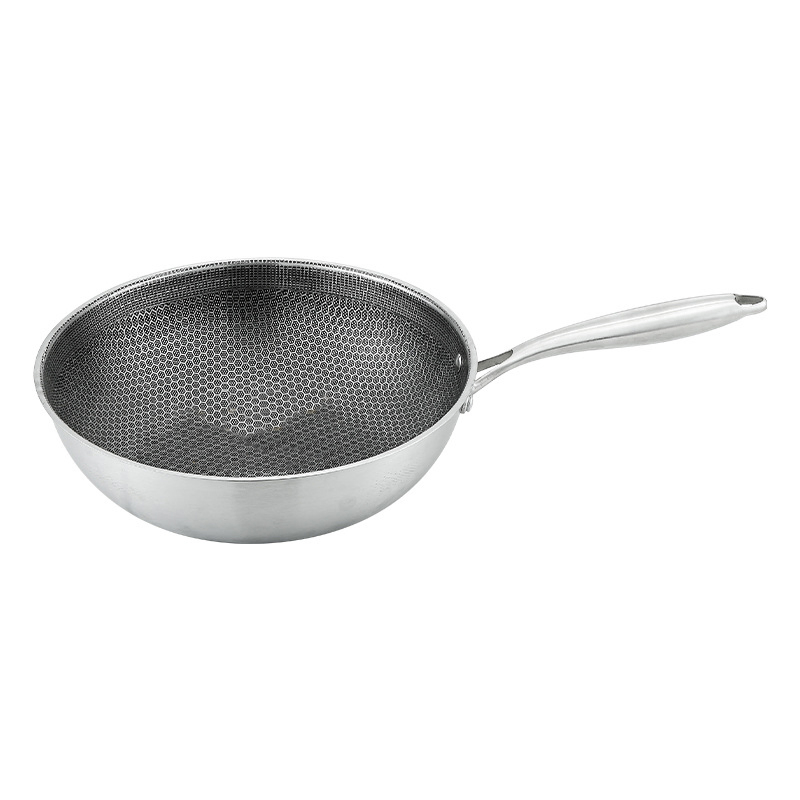 Stainless Steel Non Stick Steak Deep Frying Pan Honeycomb Stir Frypan Kitchen Woks