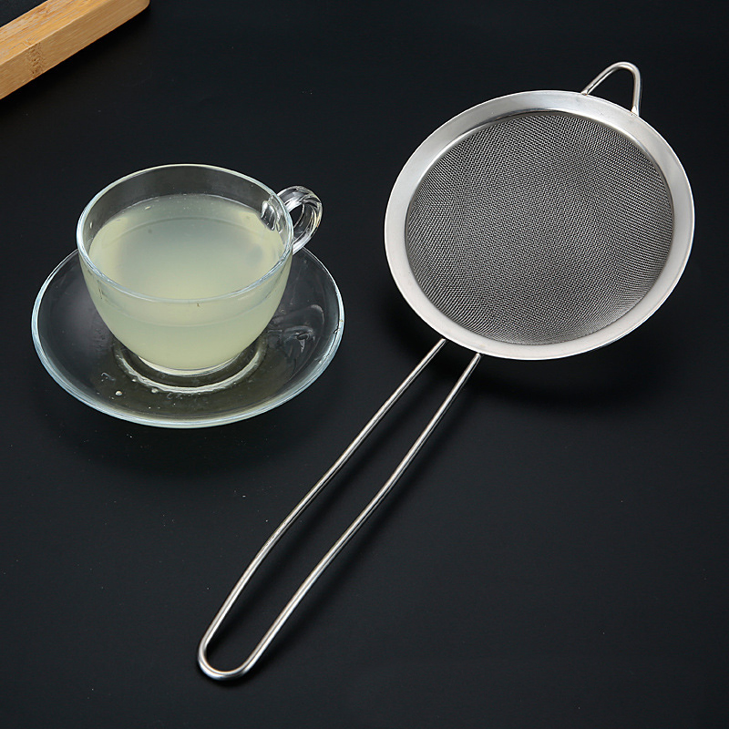 Kitchen Utensils Fine Mesh Food Strainer 304 Stainless Steel Hot Pot Fat Skimmer Spoon with Long Handle Metal Colanders