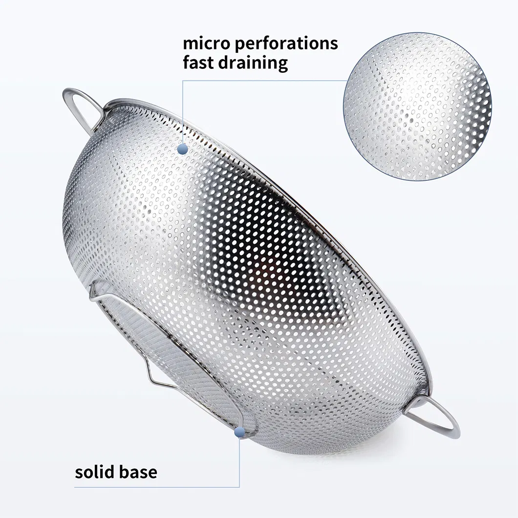 3-Quart Kitchen Tool Stainless Steel Colander with Stable Base for Kitchen and Restaurant
