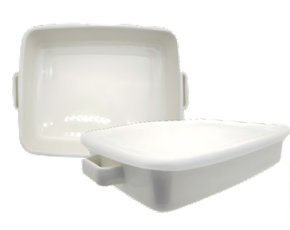 1.08L Enamel Baking Pan with Handles and PE Cap, Roasting Tray for Oven Safe Baking Roasting Grilling Serving Home Kitchen Restaurant Use