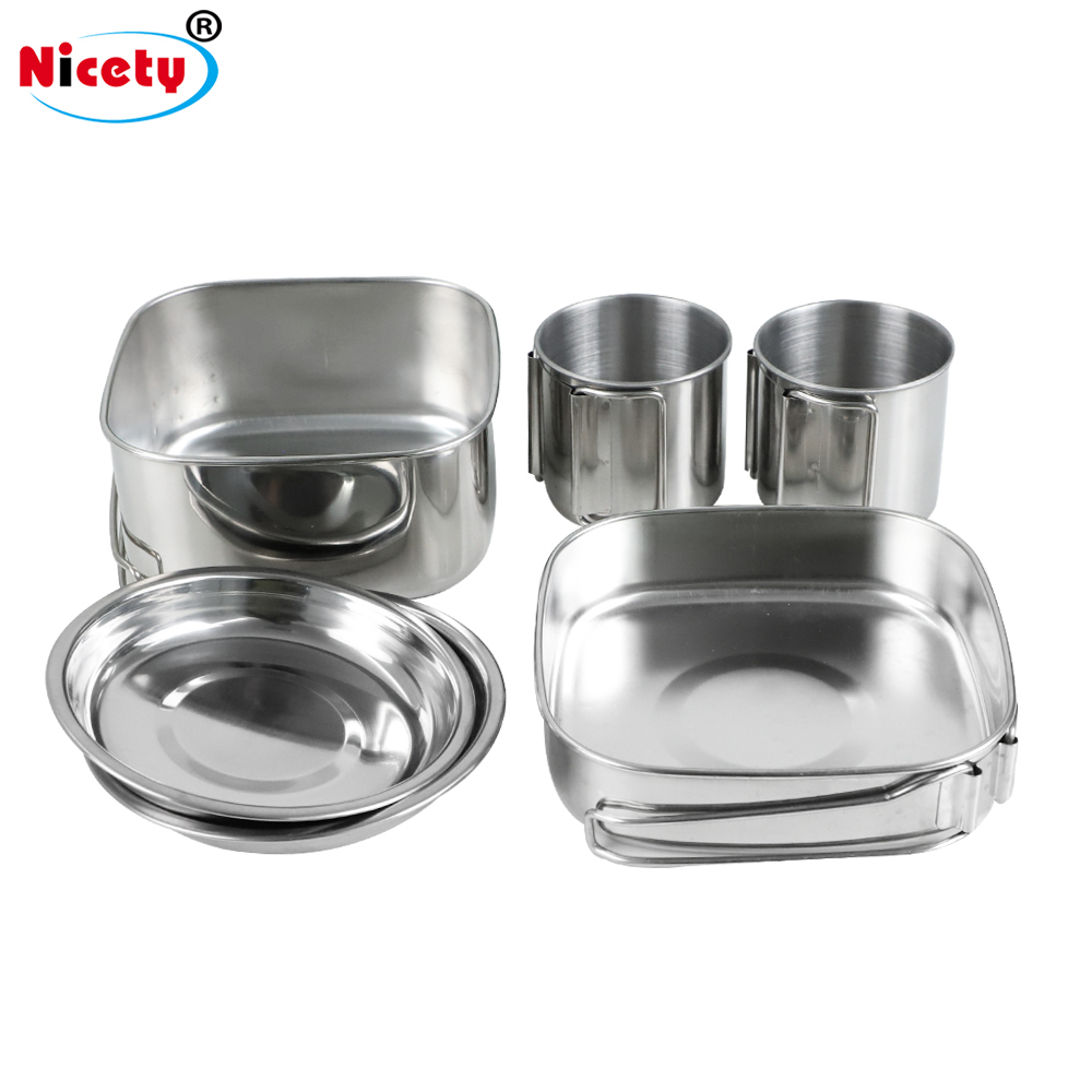 Eco-friendly Portable Stainless Steel Folding Cookware Set for Outdoor Camping Frying Pans Travel Friendly