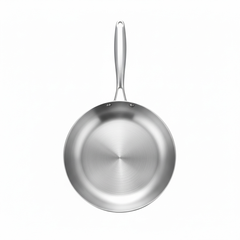 OEM/ODM 304 Stainless Steel Skillet Pan Non-Stick Flat Bottom Frying Pan Impact-bonded For Home Hotel Restaurant Use