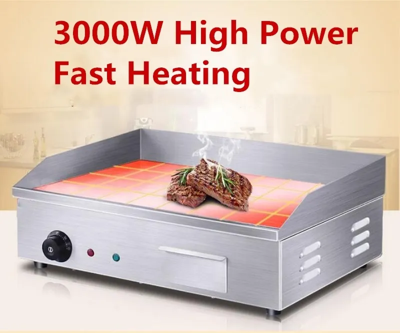 Commercial Outdoor Stainless Steel Electric Griddle Grill Plate with High Temperature Frying for Restaurant &amp; Home Use