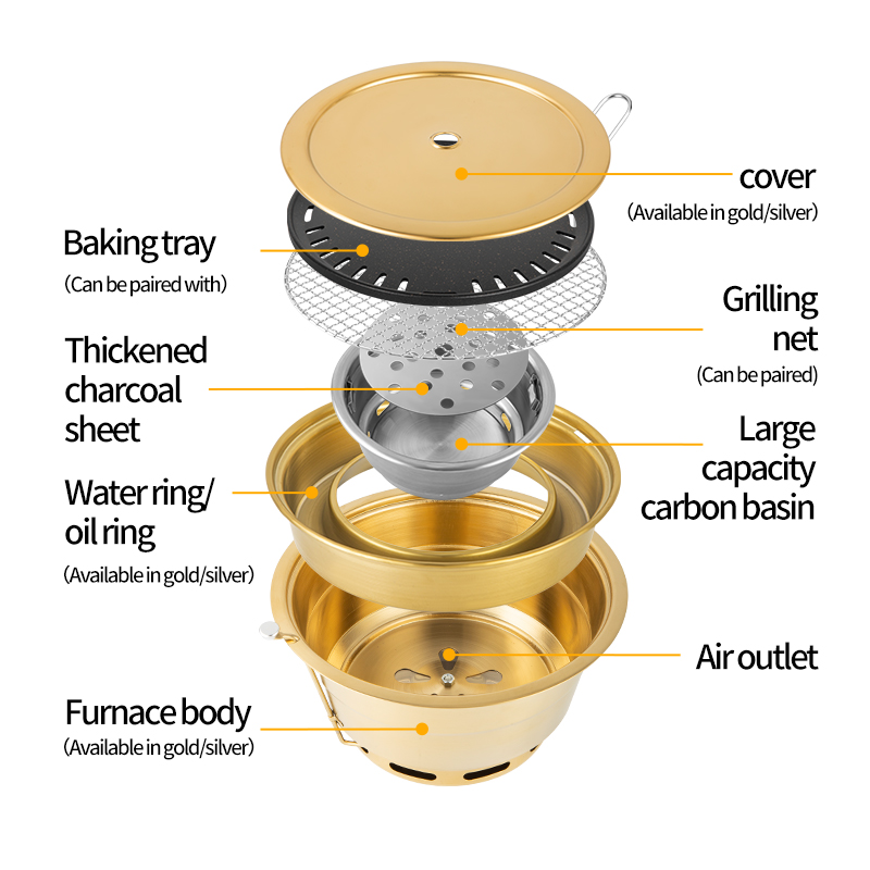 Korean Style BBQ Grill Equipment Brazier Carbon Fire Charcoal Barbecue Pot Tabletop Grill for Restaurants