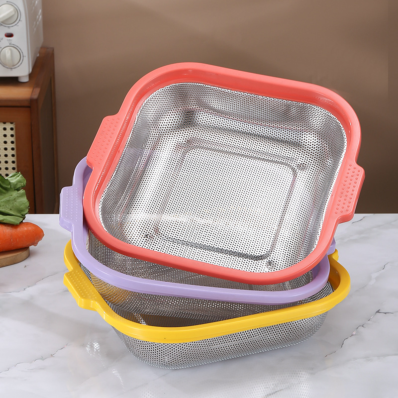 Multi-Sized and Multi-Color Stainless Steel Square Colander