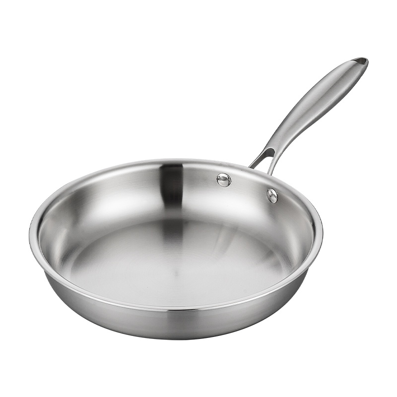 304 Stainless Steel Frying Pan Triple-layer Steel Flat Bottom Custom Non-stick Suitable for Frying Steaks