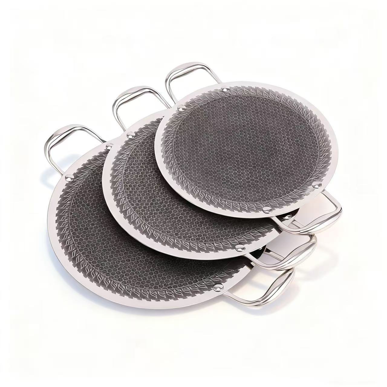 Portable 316 Stainless Steel BBQ Griddle Pan Triple Ply Camping Grill Plate for Outdoor and Home Cooking
